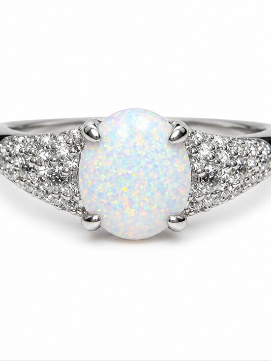 Bomb Party Jewelry - Bomb‎ Party “Grace Took Shape” Lab-Grown Opal Ring Size 11 NWT
